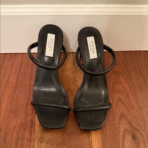 Seven7 Black Double Strap Heels